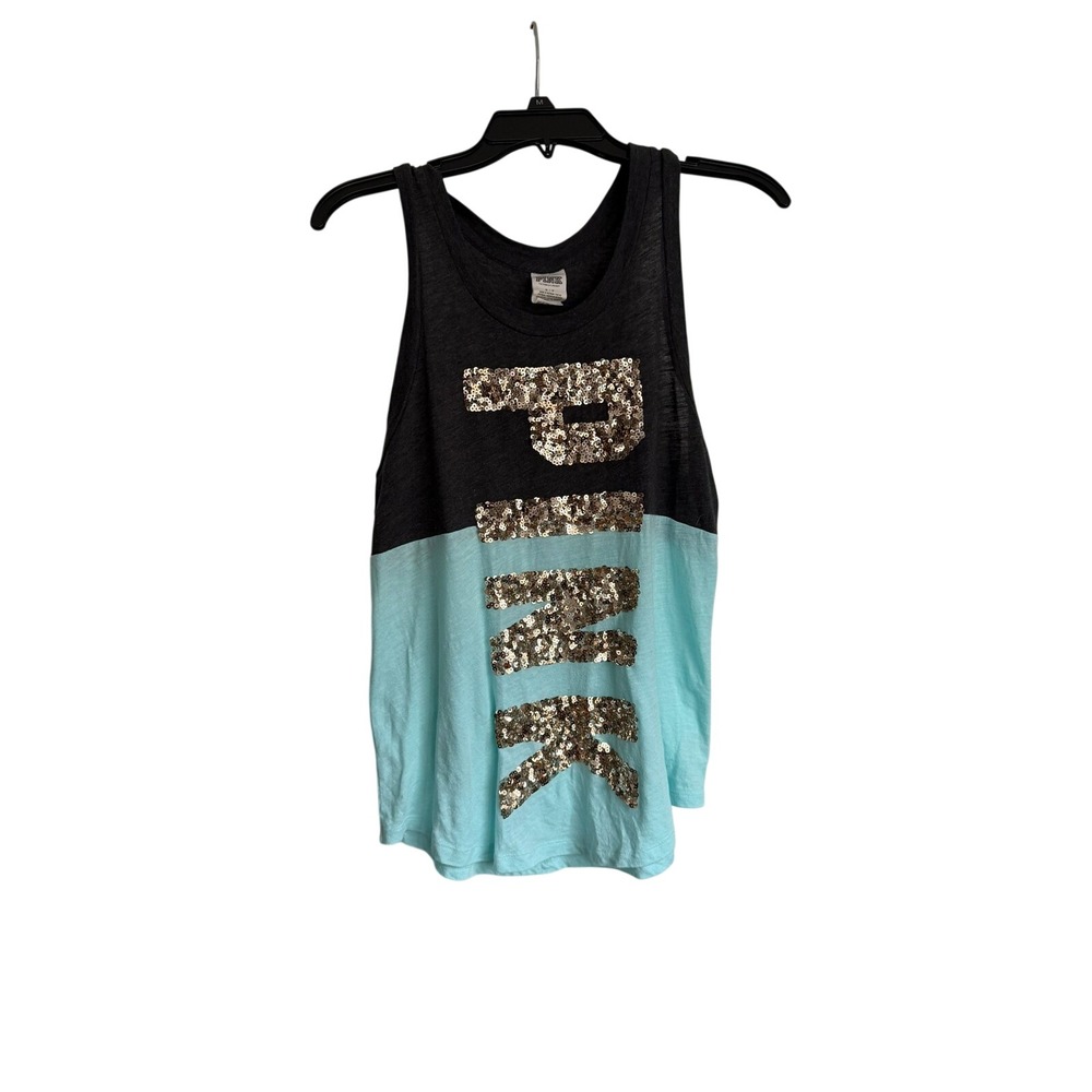 Vitoria's Secret PINK Tank Top Charcoal Gray and Mint Green Activewear Size‎ S